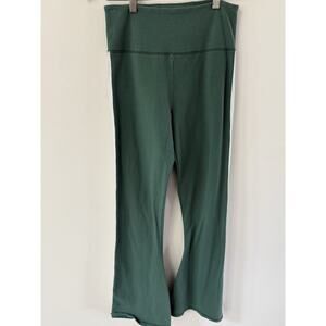 Hollister Flared Leg Pants Ultra High Rise Size M Green White Stripe Cotton